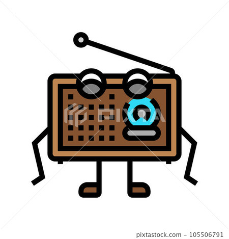 retro radio music character color icon vector illustration 105506791