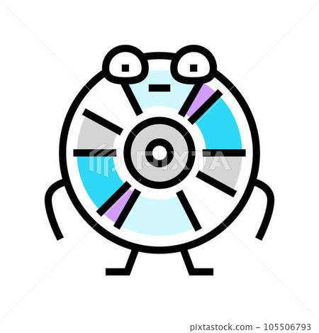 cd disc music retro character color icon vector illustration cd disc music retro character color icon vector illustration 105506793