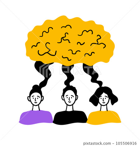 Cartoon Color Teamwork Brainstorm Concept with Characters People Flat Design Style. Vector illustration of Scene Brainstorming Cartoon Color Teamwork Brainstorm Concept with Characters People Flat Design Style. Vector illustration of Scene Brainstorming 105506916
