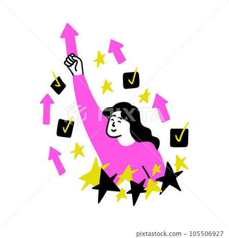 Cartoon Color Educational and Self-Development Concept Scene with Character Girl. Vector illustration Cartoon Color Educational and Self-Development Concept Scene with Character Girl. Vector illustration 105506927