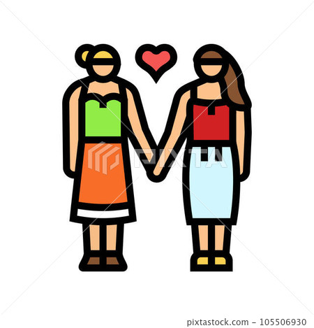 lesbian lgbt couple love color icon vector illustration lesbian lgbt couple love color icon vector illustration 105506930