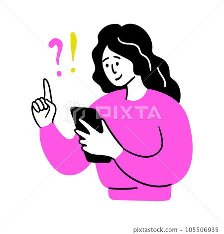 Cartoon Color Educational and Self-Development Concept Scene with Character Girl Searches for Information. Vector illustration of Education Process 105506935