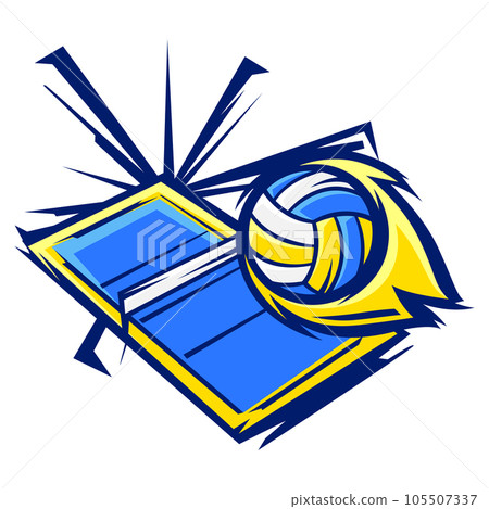 Volleyball ball illustration. Sport club item or symbol. 105507337