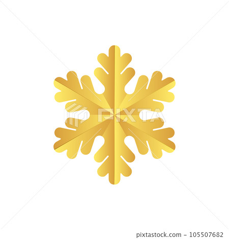Golden snowflake icon. Foil snow flake stencil blueprint. Golden snowflake icon. Foil snow flake stencil blueprint. 105507682