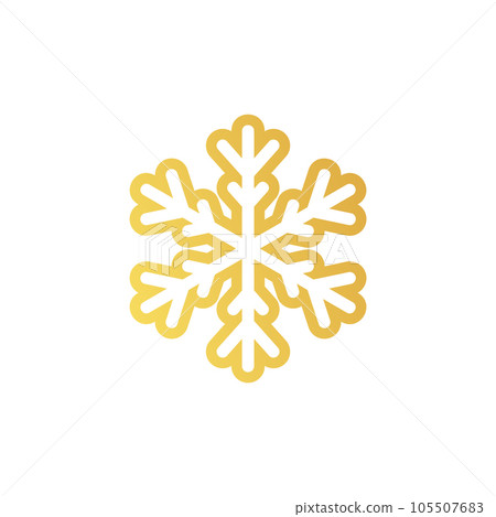 Golden snowflake. Icon of a snow flake made of a golden foil. 105507683