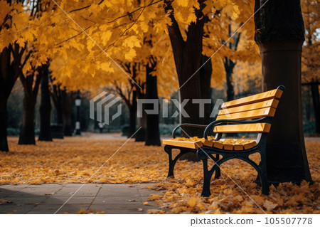 Park bench under autumn leaves Park bench under autumn leaves 105507778