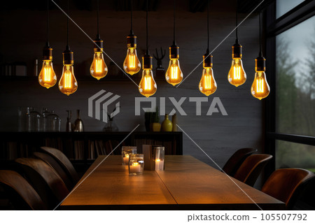 Decorative modern light bulb in the room 105507792