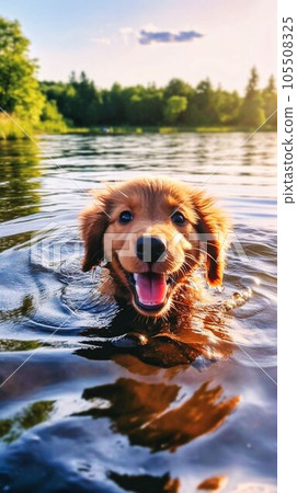 A photo of a cute puppy with its tongue hanging, Generative AI 105508325