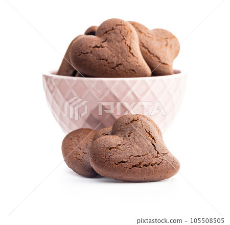 Heart shaped cookies isolated on white background. Heart shaped cookies isolated on white background. 105508505