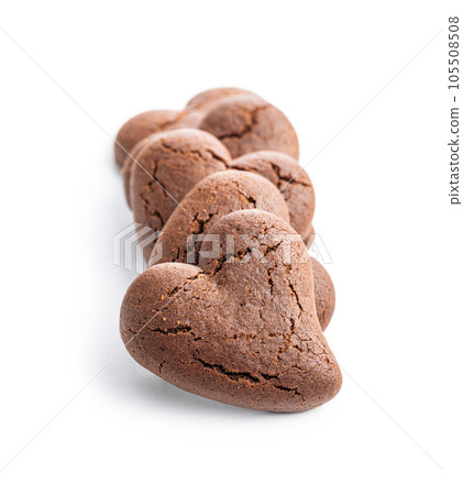Heart shaped cookies isolated on white background. Heart shaped cookies isolated on white background. 105508508