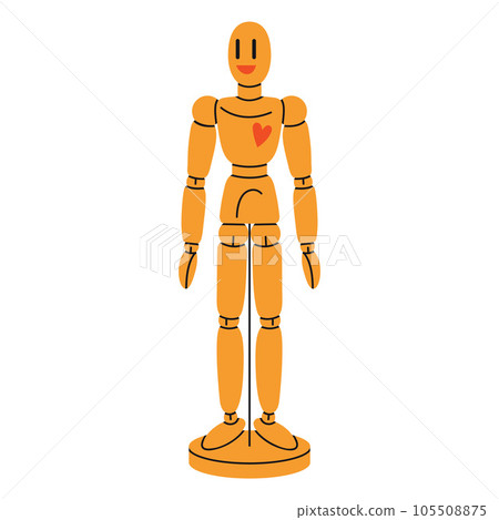 Wooden Mannequin for learning to draw, cartoon style. Art supplies. Trendy modern vector illustration isolated on white background, hand drawn, flat design Wooden Mannequin for learning to draw, cartoon style. Art supplies. Trendy modern vector illustration isolated on white background, hand drawn, flat design 105508875