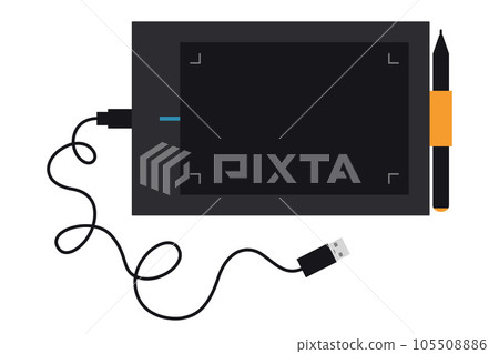 Graphic tablet for digital art, cartoon style. Painting tools elements, Art supplies. Trendy modern vector illustration isolated on white background, hand drawn, flat design Graphic tablet for digital art, cartoon style. Painting tools elements, Art supplies. Trendy modern vector illustration isolated on white background, hand drawn, flat design 105508886