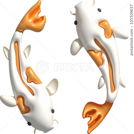 3d icon, colorful japanese koi fish, minimal style icon 105509037