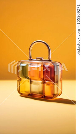 A colorful purse in a rectangular shape is in fron, Generative AI 105509271