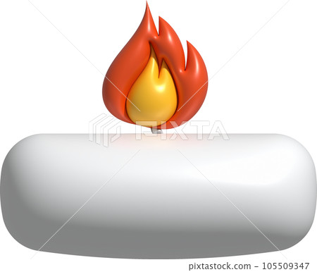 3d icon. Burning candle melting and burning flame. 3d icon. Burning candle melting and burning flame. 105509347