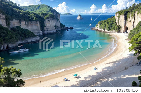 仲夏的陡峭懸崖和私人海灘 仲夏的陡峭懸崖和私人海灘 105509410