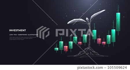 Economy Growth or Investment Concept on Dark Blue Background.  105509624