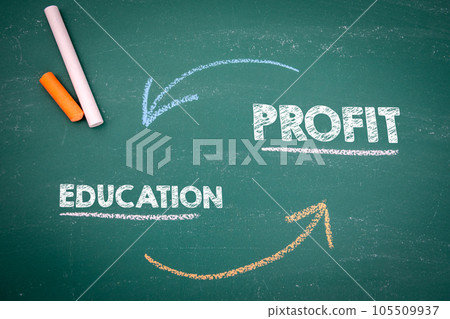 Education and Profit Concept. Text on a green chalk board Education and Profit Concept. Text on a green chalk board 105509937