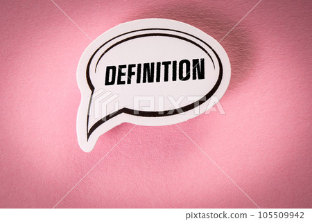 DEFINITION Concept. Speech bubble with text on pink background DEFINITION Concept. Speech bubble with text on pink background 105509942