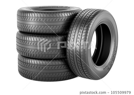 Stack of automobile tires, 3D rendering Stack of automobile tires, 3D rendering 105509979