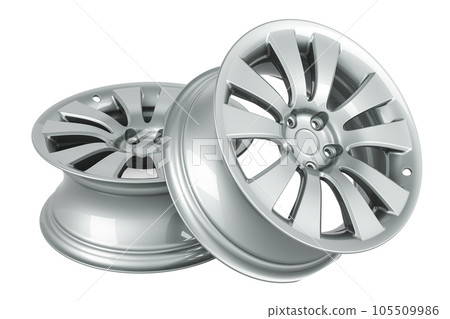 Car alloy tyre rims, 3D rendering 105509986