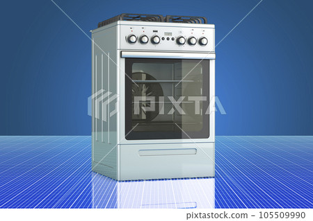Gas range on digital, futuristic backdrop, 3D rendering 105509990