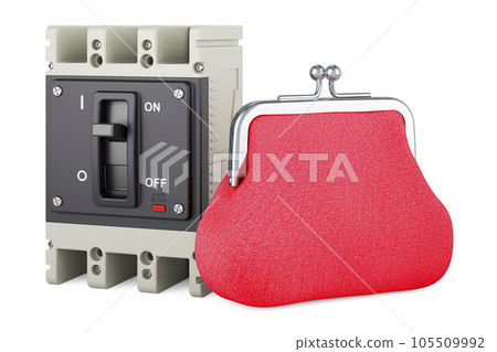 Circuit breaker with coin purse, 3D rendering 105509992