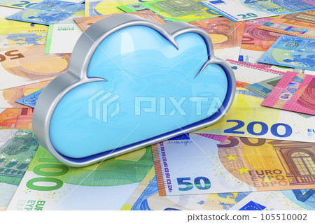 Cloud computing on the euro background, 3D rendering Cloud computing on the euro background, 3D rendering 105510002