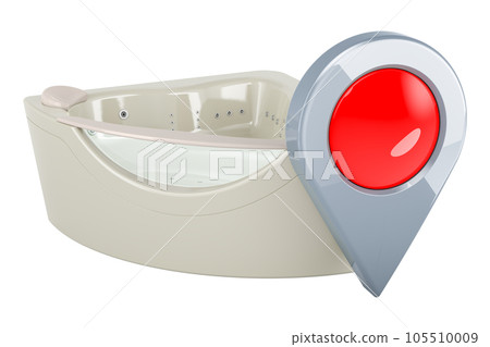 Hydromassage tub with map pointer. 3D rendering Hydromassage tub with map pointer. 3D rendering 105510009