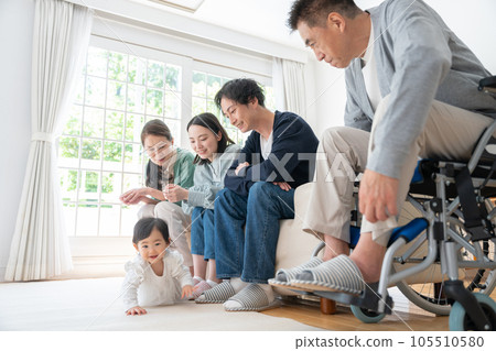 A smiling three-generation family A smiling three-generation family 105510580