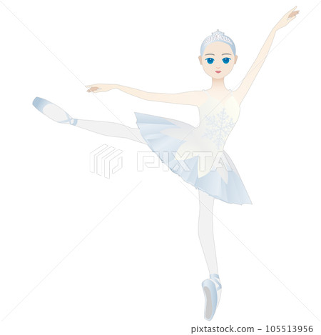 舞者插圖_芭蕾舞劇《胡桃夾子》 芭蕾舞演員在雪景中跳舞冰雪女王的形象 105513956