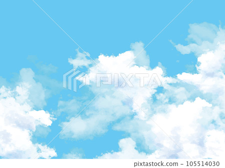 水彩風格的清爽藍天和雲彩 水彩風格的清爽藍天和雲彩 105514030