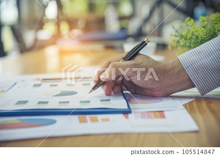 Excel stat spreadsheet business analytics graph statistic with graph and table data number in charts database. Accountant hands pointing excel stat financial spreadsheet document business graph charts 105514847