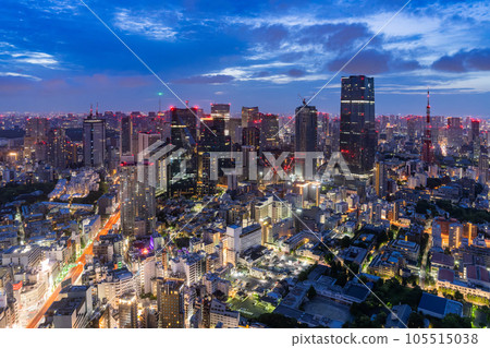 "Tokyo" Tokyo city scenery at midnight, before dawn 105515038