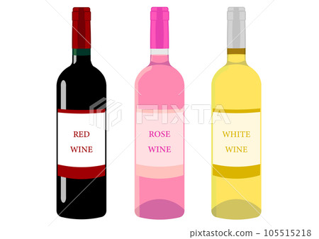 Bottles of red, rosé and white wine 105515218