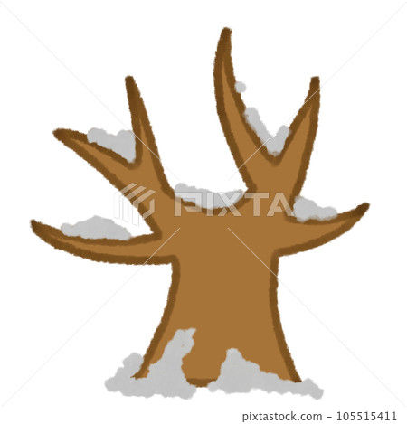 [Snowy winter] Tree crayon illustration material 105515411