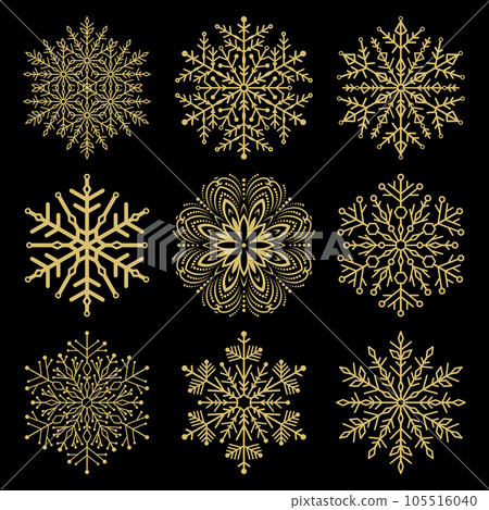 Set of Round Snowflakes With Winter Ornament 105516040