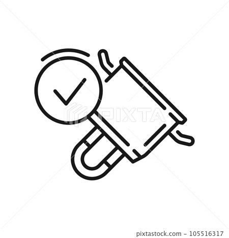 Crockery or tableware suitability for cookware gas, induction and ceramic stoves isolated outline icon. Vector pot with inductive surface coating Crockery or tableware suitability for cookware gas, induction and ceramic stoves isolated outline icon. Vector pot with inductive surface coating 105516317