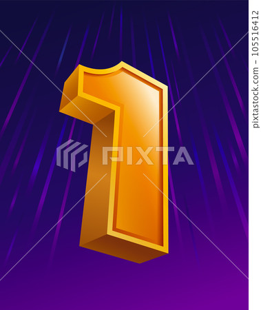 Number 1 orange glossy 3D alphabet. Number one means victory font for banners, posters, cover, elements for other advertisements. illustration vector file. Number 1 orange glossy 3D alphabet. Number one means victory font for banners, posters, cover, elements for other advertisements. illustration vector file. 105516412