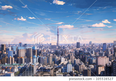 AI圖像東京晴空塔和城市景觀圖像 105516527