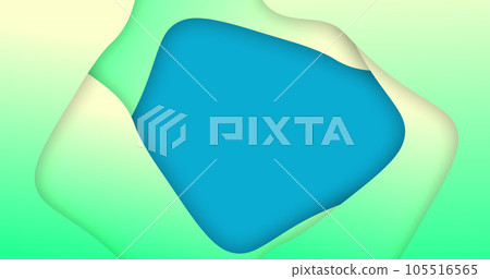 Composite of green to yellow wave pattern over blue background Composite of green to yellow wave pattern over blue background 105516565