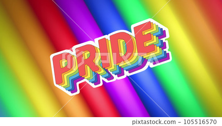 Composite of pride lgbtq text over rainbow stripes background Composite of pride lgbtq text over rainbow stripes background 105516570