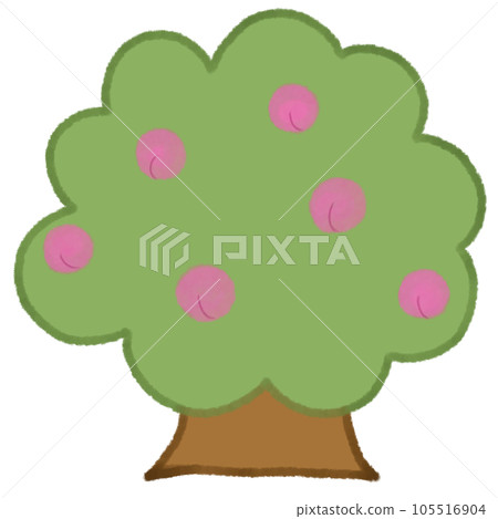 [Peach] Tree crayon illustration material 105516904