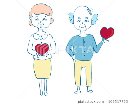心愛老人向最愛的人表達愛的全身插畫素材 105517733