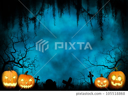 halloween night blue at the grave in the woods 105518868