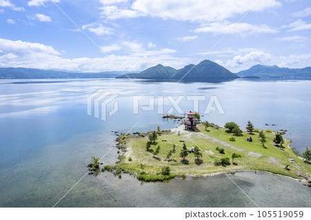 鳥瞰洞爺湖浮禦堂和中島 鳥瞰洞爺湖浮禦堂和中島 105519059