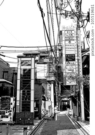 【漫畫風格的京都】白天的酒吧區,夜晚的香氣縈繞的不同空間 【漫畫風格的京都】白天的酒吧區,夜晚的香氣縈繞的不同空間 105519681