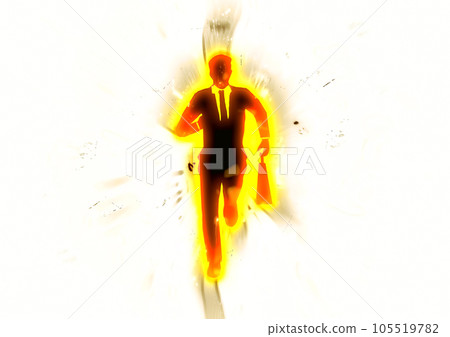 Silhouette of businessman running in flames Silhouette of businessman running in flames 105519782