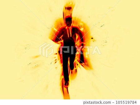 Silhouette of businessman running in flames Silhouette of businessman running in flames 105519784