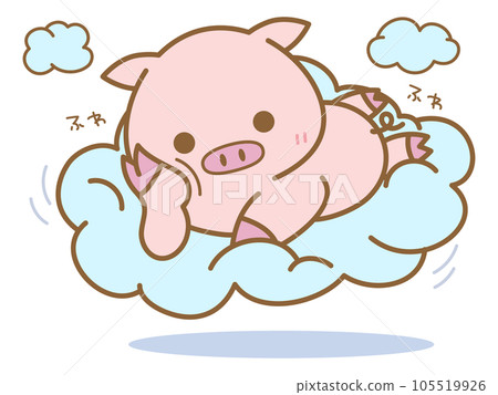 A fluffy pig lying on a cloud A fluffy pig lying on a cloud 105519926